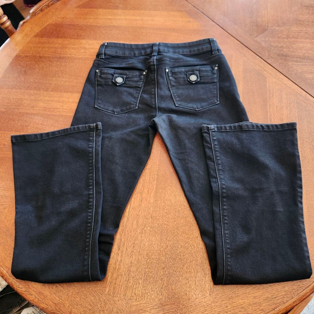 Women's White House Black Market Black Skinny Flare Jeans 2P B2 - Picture 8 of 8